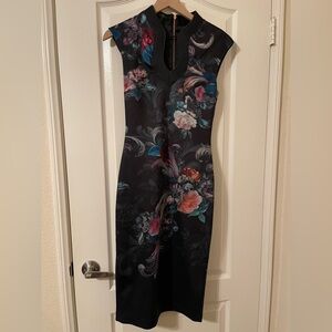 Ted Baker London Floral Midi Black Dress